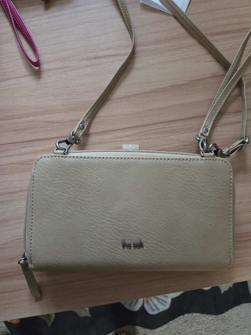 The Sak Beige Crochet Crossbody Wallet with Multicolor Beads - Picture 3 of 3